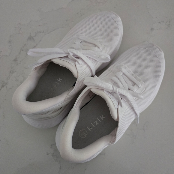 Kizik Athens Hands Free Knit Sneaker Slip On Laces White Women's Size 7.5 WIDE - Picture 3 of 8